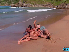 Hardcore Sex On The Beach With A Whorish Brunette
