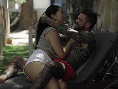 Juan Lucho - Asian Hottie Katana Sucks Off Hung Tattooed Stud Before Outdoor Fucking