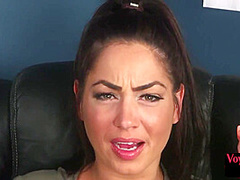 Office voyeur CFNM babe pays guy to jerk in front of her