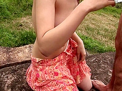 Asian cutie engaging in a nice place: A blowjob in the garden by Fuck me in Public