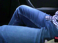 Voyeur babe teases BF outdoor by car with her naked body