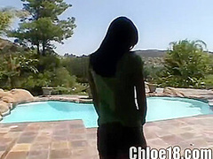 Lesbo teen masturbates side by side