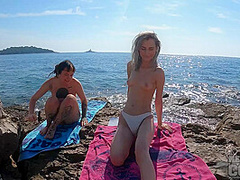 Hot Girls Brilla And Poppy Doing Naked Yoga On The Beach In Sunny Croatia