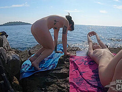 Hot Girls Brilla And Poppy Doing Naked Yoga On The Beach In Sunny Croatia