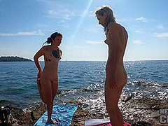 Hot Girls Brilla And Poppy Doing Naked Yoga On The Beach In Sunny Croatia