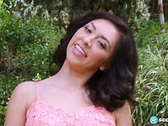 Beautiful And Bashful Brunette Kara Is A Nervous 20something Who Does A Striptease And A Masturbation Show Outdoors.