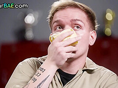 Locker room tattooed babe rides cock of masturb janitor