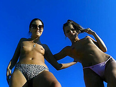 Pool teens waterboarding foot domination fun by Foot Girls