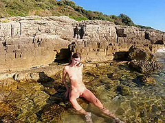 Rebeka Ruby Nude On A Beach Walking In The Water Searching For Interesting Shells