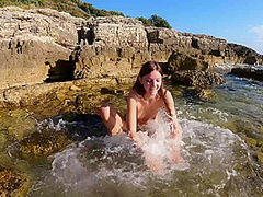Rebeka Ruby Nude On A Beach Walking In The Water Searching For Interesting Shells