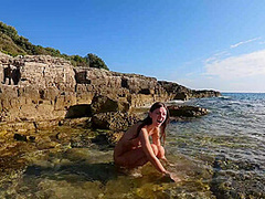 Rebeka Ruby Nude On A Beach Walking In The Water Searching For Interesting Shells