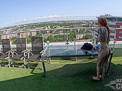 Cheri And Lily Angelic Nude Sunbathing With Oil And Showering Off