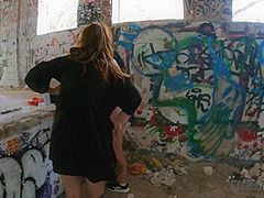 Brille And Cheri Tagging Graffiti Nude While On Vacation And Laying On A Topless Beach