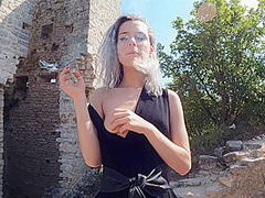 Hot Poppy Masturbating In Castle Ruins While On Vacation