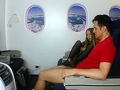 Stewardess gives nylon footjob in plane by Foot Girls