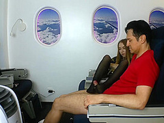 Stewardess gives nylon footjob in plane by Foot Girls