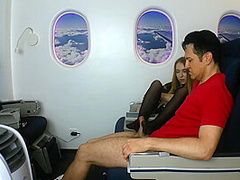 Stewardess gives nylon footjob in plane by Foot Girls