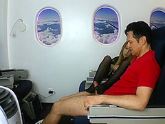 Stewardess gives nylon footjob in plane by Foot Girls