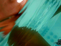 Young Kristina Sunbathing Nude Then Relaxing Rooftop Jacuzzi Underwater And Dripping Teen Babe