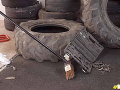 Lizzie in Garage Perv - DownblouseJerk