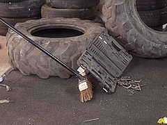 Lizzie in Garage Perv - DownblouseJerk