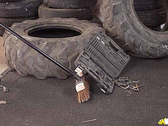 Lizzie in Garage Perv - DownblouseJerk