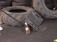 Lizzie in Garage Perv - DownblouseJerk