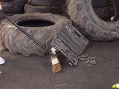 Lizzie in Garage Perv - DownblouseJerk