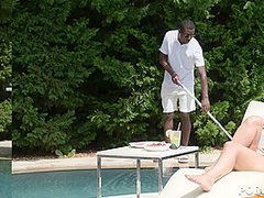 Pool Cleaner with BBC Bangs Sunbathing Slut Claudia Bavel GP2368 - PornWorld