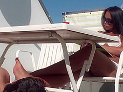 Interracial foot worship in the sun by Foot Girls