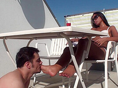 Interracial foot worship in the sun by Foot Girls