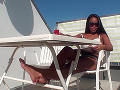 Interracial foot worship in the sun by Foot Girls