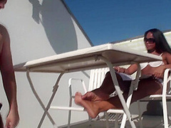 Interracial foot worship in the sun by Foot Girls