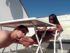 Interracial foot worship in the sun by Foot Girls