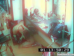 Horny dressing room lesbo licks out pussy