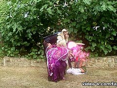 Adorable horny fairies enjoy steamy group sex in a garden - FapHouse