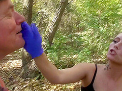 Humiliating him with their spits and slime in the forest by Femdom Austria