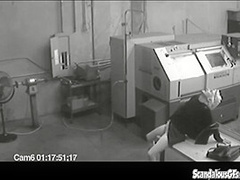 Co workers masturbating in horny office warehouse