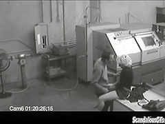 Co workers masturbating in horny office warehouse