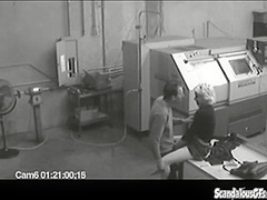 Co workers masturbating in horny office warehouse