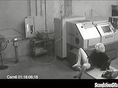 Co workers masturbating in horny office warehouse