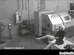 Co workers masturbating in horny office warehouse