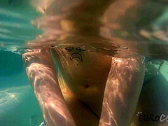 Diana Using Her Big Boobs To Float In The Jacuzzi Underwater Masturbation