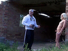 Blond tattoo bitch hard squirting in rough fuck outdoor by Femdom Sex