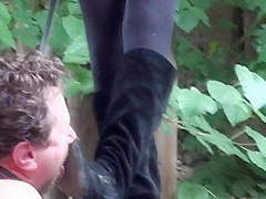 Princess Paris has her dirty boots licked in the woods by Femdom Austria