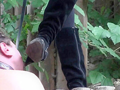Princess Paris has her dirty boots licked in the woods by Femdom Austria