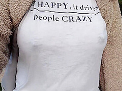 Boobwalk: Walking Braless In See Through Shirt And Stripping Naked During Walk