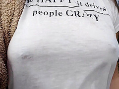 Boobwalk: Walking Braless In See Through Shirt And Stripping Naked During Walk