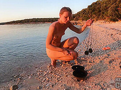 Nude Beach Fire Dancing At Sunset With Gorgeous Ginger Lea