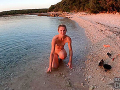 Nude Beach Fire Dancing At Sunset With Gorgeous Ginger Lea